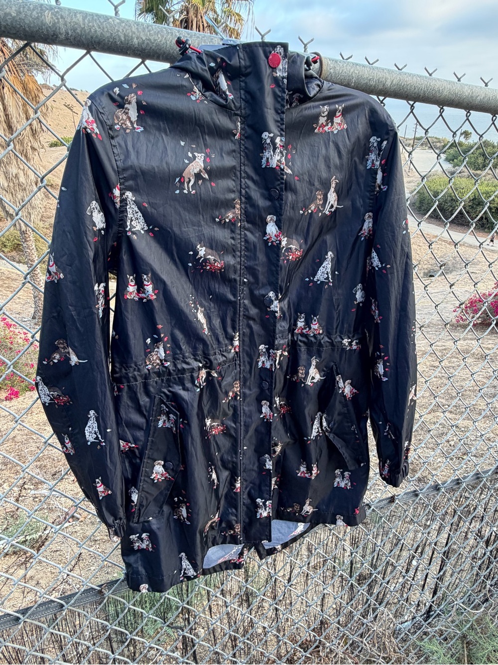 Joules Navy Hooded Utility Jacket with Dog Print Accents